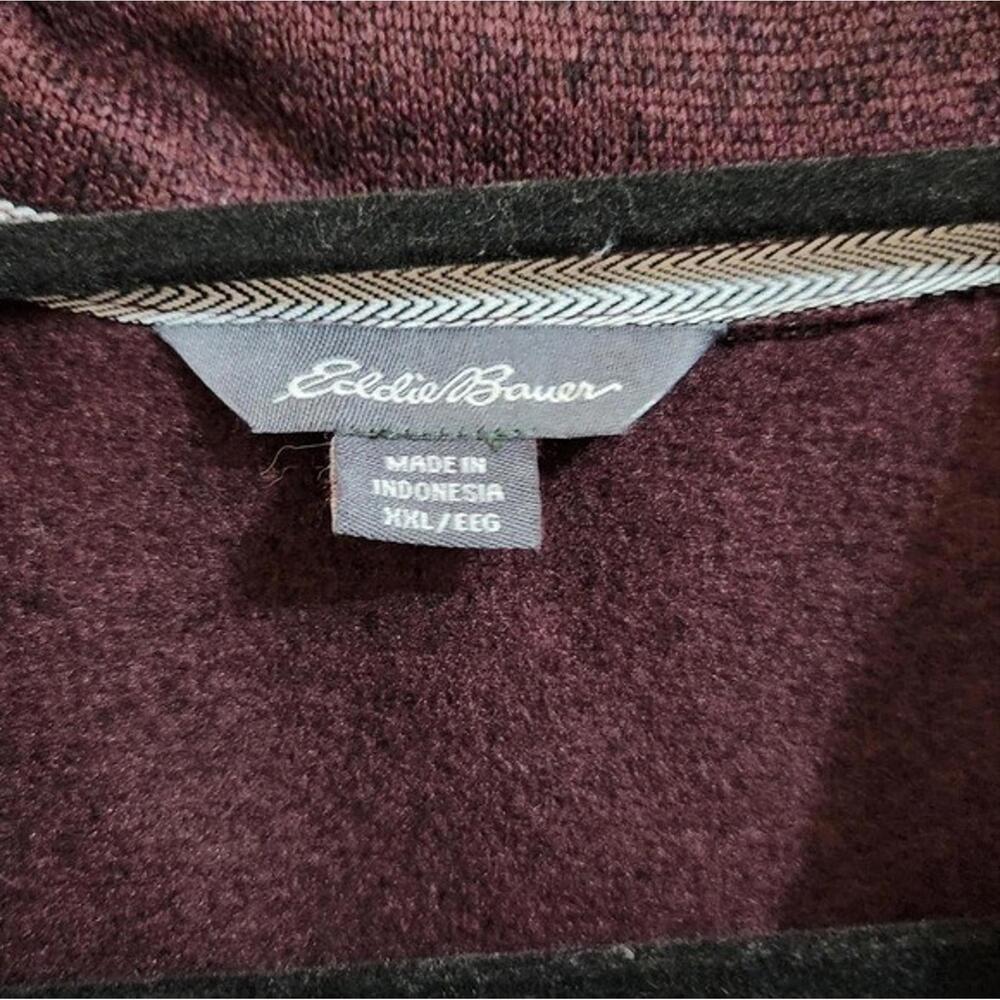 Eddie Bauer Men's Radiator Fleece Lined Pullover Sweater, 1/4 Zip wine color XXL - Picture 5 of 6